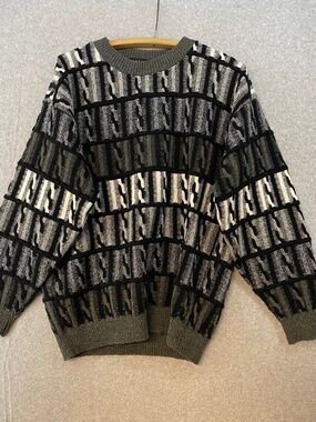 Protege Collection Sweater L Mens Cable Knit  3D Knit Acrylic US Vintage 90s
